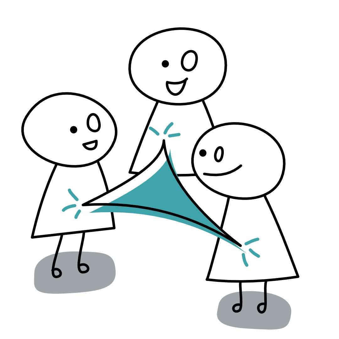 Le dessin de trois bonhome et de ce qui les relie les uns aux autres